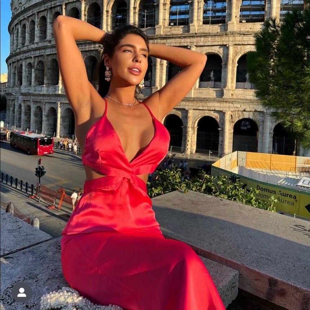 ZARA SATIN EFFECT CUT OUT DRESS